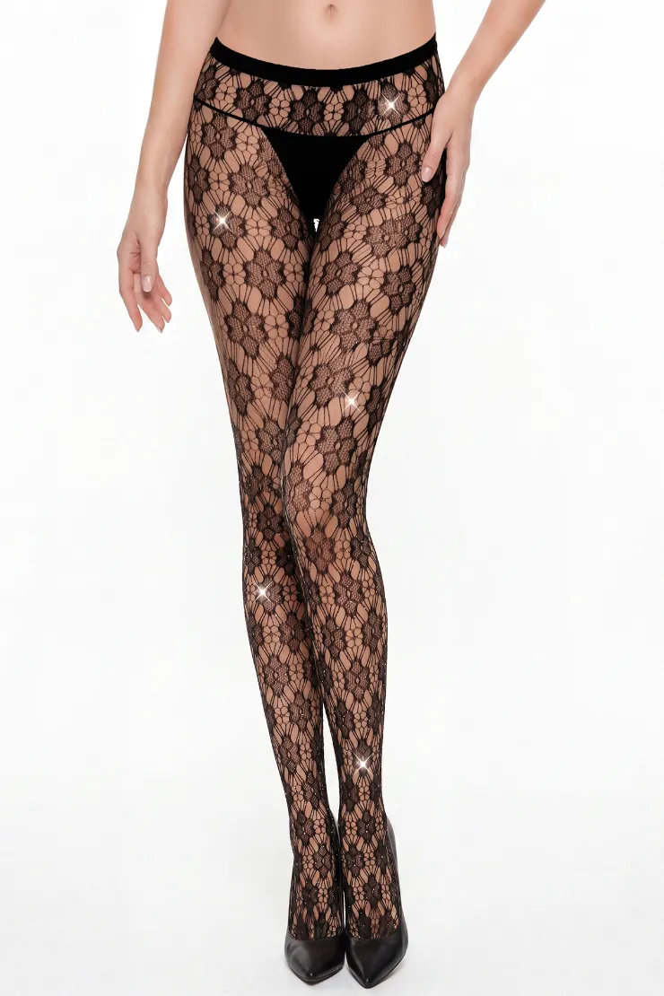 Sunspice Lingerie Rhinestone fishnet tights