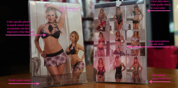 Sunspice Lingerie Lingerie packed in printed PVC boxes
